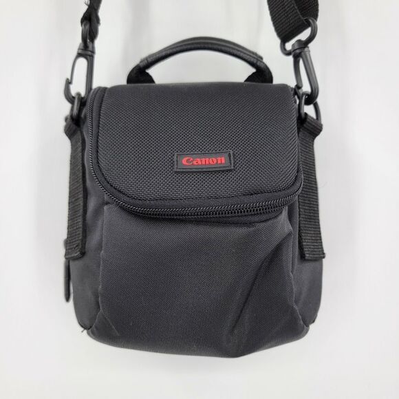 Canon Black Crossbody Small Camera Travel Sightseeing Carrying Case Bag - Picture 2 of 13